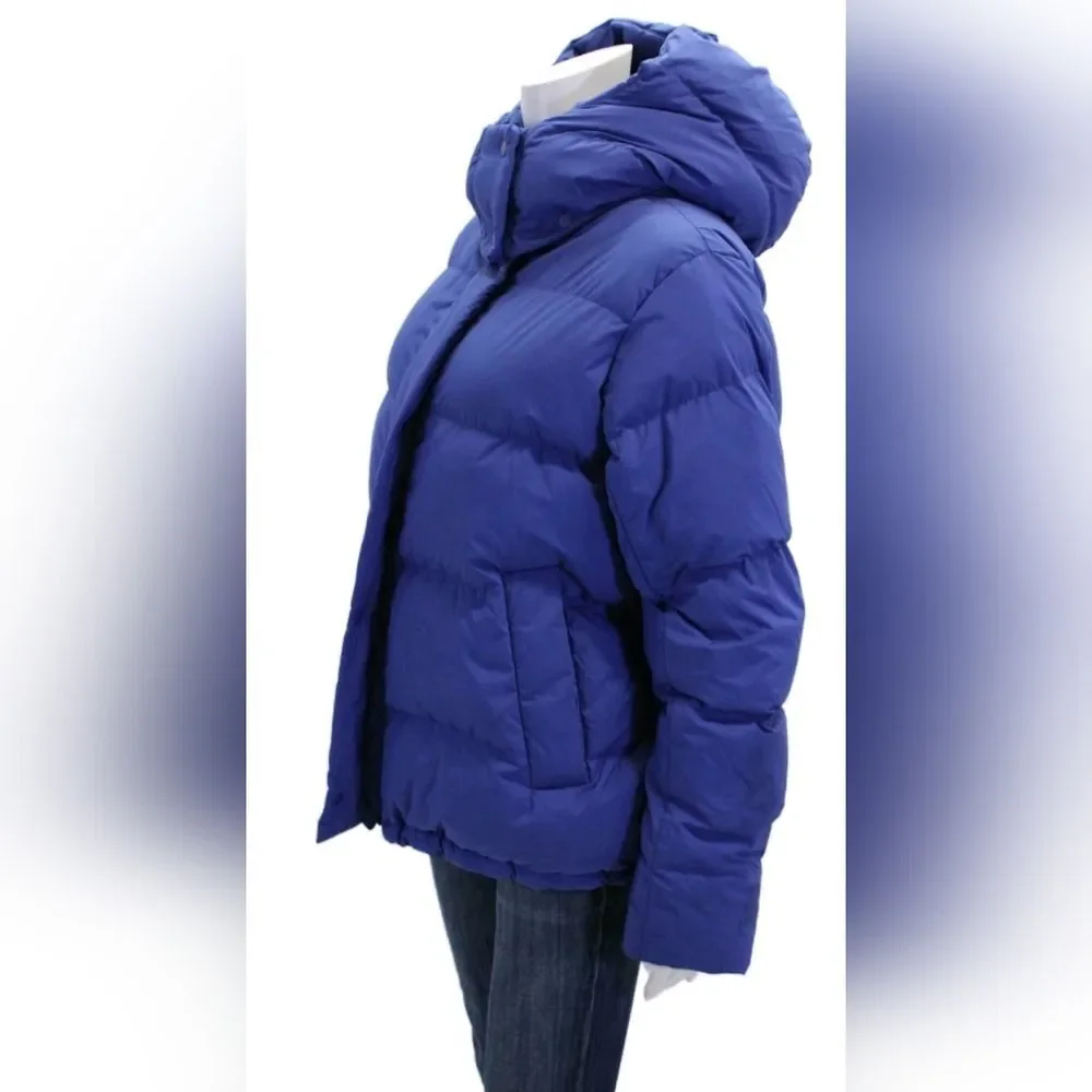 Lululemon Wunder Puff Hooded Down Quilted Jacket Coat Blue Puffer Size 8